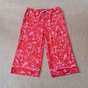 Room Service Tropical Print Pink Red Pajama Pants Womens Size Medium NWOT